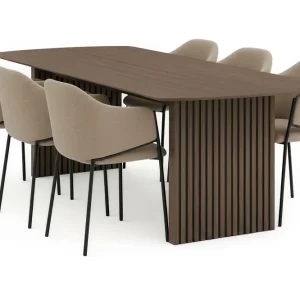Fri frakt Bark Richeto Matbord 240 cm med 6 Filip Matstolar Rökt ek / Taupe Bouclé - Möbler