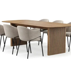 Bark Richeto Matbord 240 cm med 6 Filip Matstolar Naturlig finish / Taupe Bouclé - Möbler Trygg betalning