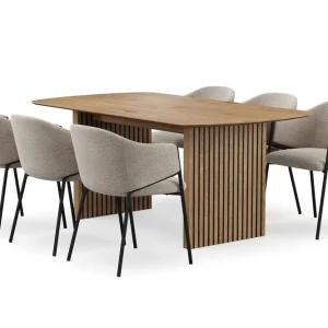 Bark Richeto Matbord 180 cm med 6 Filip Matstolar Naturlig finish / Taupe Bouclé - Möbler Sänkt pris