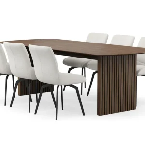 Rabatt Bark Richeto Matgrupp 240 cm med 6 Mora Snurrstolar Rökt ek/Ljusbeige - Möbler