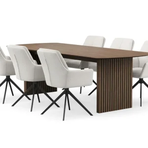 Köp nu Bark Richeto Matgrupp 240 cm med 6 Torsby Snurrstolar Rökt ek/Ljusbeige - Möbler