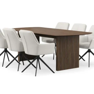 Snabb leverans Bark Richeto Matgrupp Rökt Ek 210 cm med 6 Torsby Snurrstolar Rökt ek/Ljusbeige - Möbler