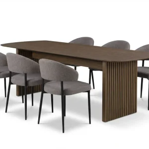 Expressleverans Bark Richeto Matbord Rökt Ek 240 cm med 6 Sawako Greige Stolar Rökt ek/Greige - Möbler