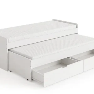 Fri frakt Basic Home Granvik Sängram 90x200 cm utdragbar med extrasäng och förvaring inklusive 2 madrasser Vit - Möbler