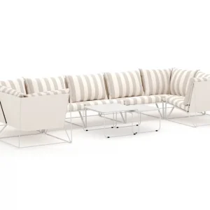 Comfort Garden Usteryd utomhus U-soffa 7-sits med stängt avslut Beige/Striped - Trädgård & spabad Fri frakt