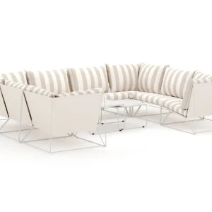 Comfort Garden Usteryd utomhus U-soffa 8-sits med stängt avslut Beige/Striped - Utemöbler Beställ idag