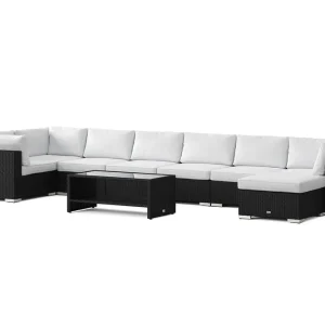 Comfort Garden Bahamas U-formad utomhus loungegrupp 8-sits med vändbar divan och bord med hylla Svart - Trädgård & spabad Begränsat antal