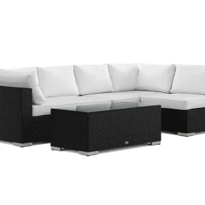 Extra rabatt Comfort Garden Bahamas utomhus loungegrupp 5-sits med vändbar schäslong och bord Svart - Trädgård & spabad