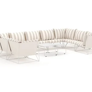 Comfort Garden Usteryd utomhus U-soffa 9-sits med stängt avslut Beige/Striped - Trädgård & spabad Beställ idag