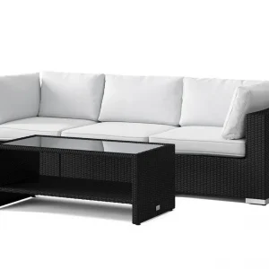 Comfort Garden Bahamas utesoffa 3-sits med bord och hylla Svart - Trädgård & spabad I lager