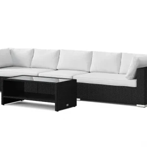 Comfort Garden Bahamas utesoffa 5-sits med bord och hylla Svart - Trädgård & spabad Beställ nu