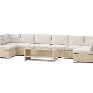 Outlet Comfort Garden Bahamas U-formad utomhus loungegrupp med öppet avslut, 8-sits med bord och hylla Beige - Trädgård & spabad