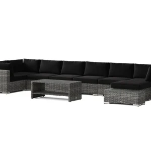 Utförsäljning Comfort Garden Bahamas utomhus U-soffa 8-sits vändbar divan med öppet avslut och bord med hylla Grå - Trädgård & spabad