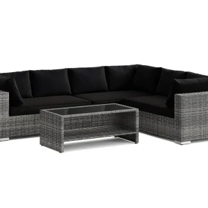 Comfort Garden Bahamas L-formad utesoffa vänster, 6-sits med bord och hylla Grå - Trädgård & spabad Rea