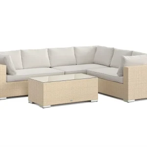 Comfort Garden Bahamas L-formad utesoffa vänster, 6-sits med bord Beige - Trädgård & spabad Sista chansen