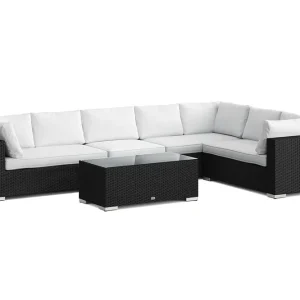 Comfort Garden Bahamas L-formad utesoffa vänster, 7-sits med bord Svart - Trädgård & spabad Säker betalning
