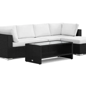 Billigare Comfort Garden Bahamas utomhus divansoffa 5-sits med vändbar divan och bord med hylla Svart - Trädgård & spabad