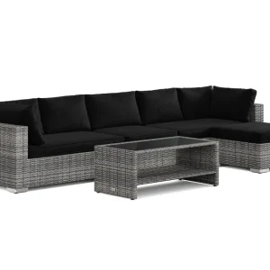 Begränsat erbjudande Comfort Garden Bahamas utomhus divansoffa 6-sits med vändbar divan och bord med hylla Grå - Trädgård & spabad