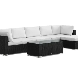 Begränsat erbjudande Comfort Garden Bahamas utomhus divansoffa 6-sits med vändbar divan och bord Svart - Trädgård & spabad