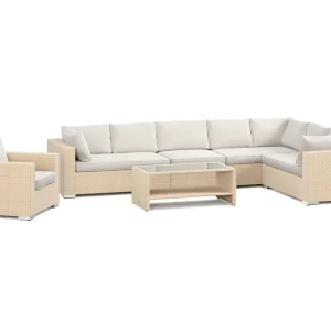 Bästa pris Comfort Garden Bahamas utomhus L-soffa vänster 8-sits med fåtölj och bord med hylla Beige - Trädgård & spabad