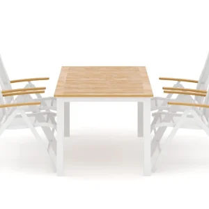 deNoord Las Vegas utomhus matgrupp förlängningsbart 152-210x90 cm med 4 Las Vegas positionsstolar Vit - Utemöbler Lägg i varukorgen