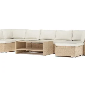 Snabb frakt Comfort Garden Wisconsin utomhus U-soffa 7-sits med vändbar divan Beige - Trädgård & spabad
