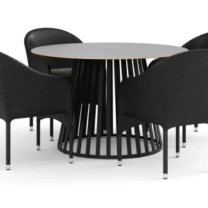 deNoord Sensi utomhus matgrupp 120 cm med 4 Thor fåtöljer Svart - Utemöbler Handla nu