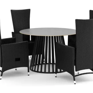 deNoord Sensi utomhus matgrupp 120 cm med 4 Jenny matstolar Svart - Utemöbler Reapris