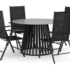 deNoord Sensi utomhus matgrupp 120 cm med 4 Maggie positionsstolar Svart - Utemöbler Beställ idag
