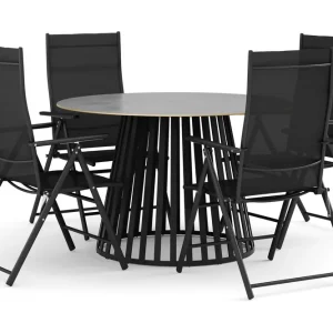 deNoord Sensi utomhus matgrupp 120 cm med 4 positionsstolar Svart - Utemöbler Sista chansen