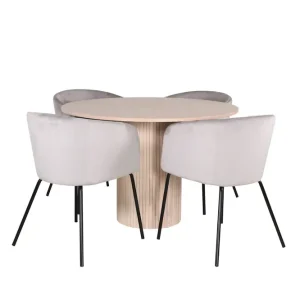 Premium Venture Home Bianca Matgrupp 110 cm Rund med 4 Berit stolar Whitewash/Grå - Möbler