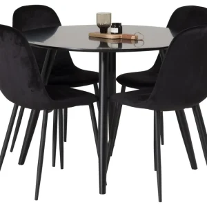 Snabb frakt Venture Home Plaza Matgrupp 100 cm Rund med 4 Polar stolar Svart - Möbler