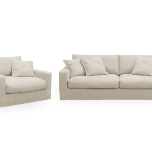 Begränsat antal Scandinavian Choice Valencia Extra Djup 3-sits soffa + fåtölj med avtagbar och tvättbar klädsel Beige - Möbler
