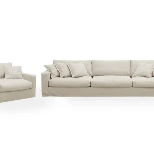 Köp online Scandinavian Choice Valencia Extra Djup 5-sits soffa + fåtölj med avtagbar och tvättbar klädsel Beige - Möbler