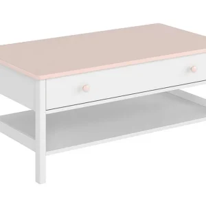 Kampanjpris Hilts Soffbord 110 cm med Förvaring Lådor + Hylla Vit/Rosa - Möbler