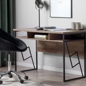 Forresa Skrivbord 120 cm med Förvaring Hylla Mörkbrun/Svart - Möbler Endast denna vecka