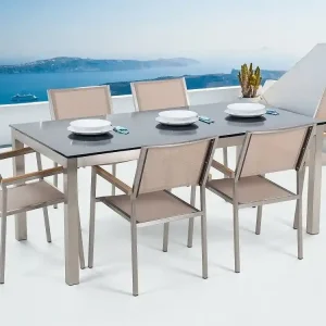 Bacoli Matgrupp Utomhus 180 cm + 6 Utestolar Beige - Utemöbler Sänkt pris