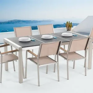 Lågt pris Bacoli Matgrupp Utomhus 180 cm + 6 Utestolar Grå - Utemöbler