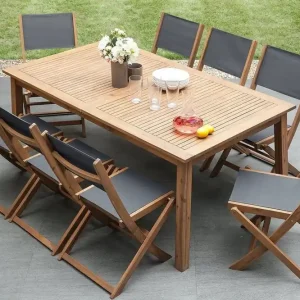 Cesana Trädgårdsmöbelset Med Utebord+8 Utestolar Trä/Natur - Utemöbler Rabatter