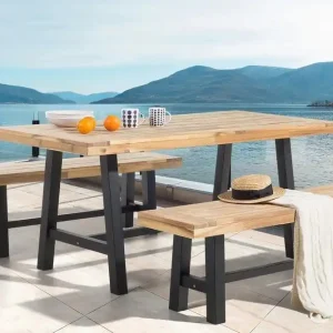 Populärt val Scania Trädgårdmöbelset Utebord+ 2 Bänkar Utomhus 80 cm Svart - Utemöbler