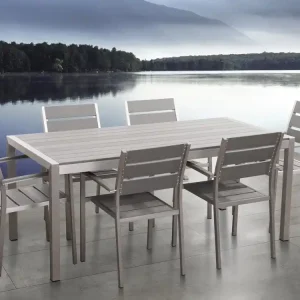 Bästa pris Vernio Trädgårdsmöbelset Med Utebord+6 Utestolar Grå - Utemöbler