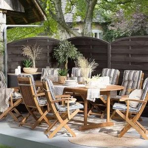 Billig Maui Trädgårdsmöbelset Med Utebord+8 Utestolar Trä/Natur - Utemöbler
