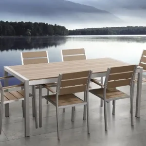 risnedsättning Vernio Trädgårdsmöbelset Med Utebord+6 Utestolar Trä/Natur - Utemöbler