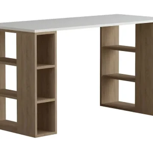 Endast denna vecka Colmaron Skrivbord 140 cm med Förvaring Hyllor Vit/Ekfärg - Möbler