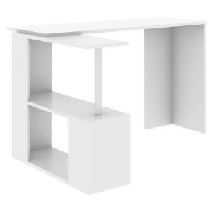 Elegancia Skrivbord 130 cm med Förvaring Hyllor L-form Vit - Möbler Nedsatt pris