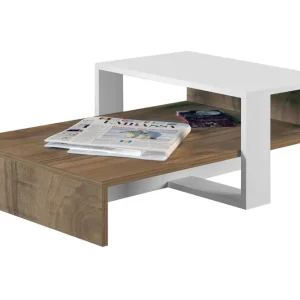 Beställ idag Chainell Soffbord 80 cm med Förvaring Hylla Vit/Valnötsbrun - Möbler