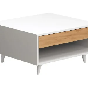 Utförsäljning Mod Design Soffbord 80 cm med Förvaring Låda + Hylla Trä/Vit - Möbler
