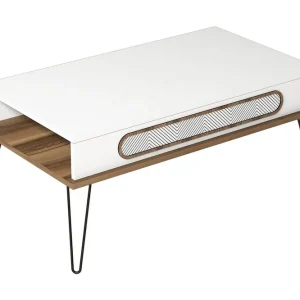 Billig Ekolane Soffbord 105 cm med Förvaring Hylla Vit/Natur - Möbler