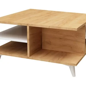 Mod Design Soffbord 80 cm med Förvaring Hyllor Trä/Vit - Möbler Bästa pris
