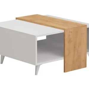 Köp online Mod Design Soffbord 80 cm med Förvaring Hylla Trä/Vit - Möbler